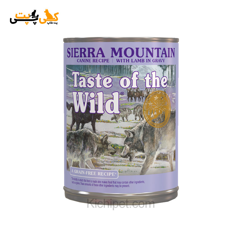 کنسرو سگ تیست آف د وایلد مدل Sierra Mountain (طعم گوشت بره) - وزن 390 گرم