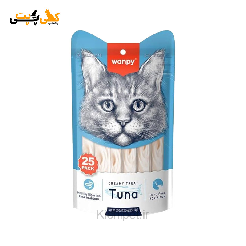 بستنی گربه ونپی Wanpy با طعم ماهی تن - تعداد 25 عددی (350 گرم)