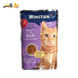 پوچ گربه وینستون طعم گوشت گوساله در هویج Winston cat pouch veal in carrots Jelly