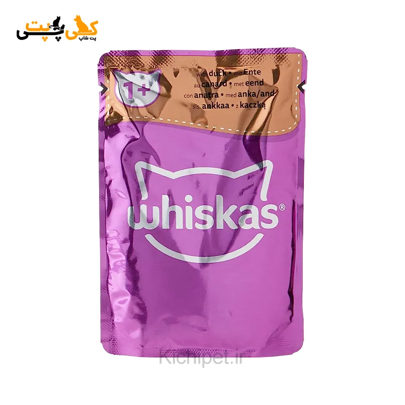 پوچ گربه ویسکاس Whiskas با طعم اردک Duck در ژله